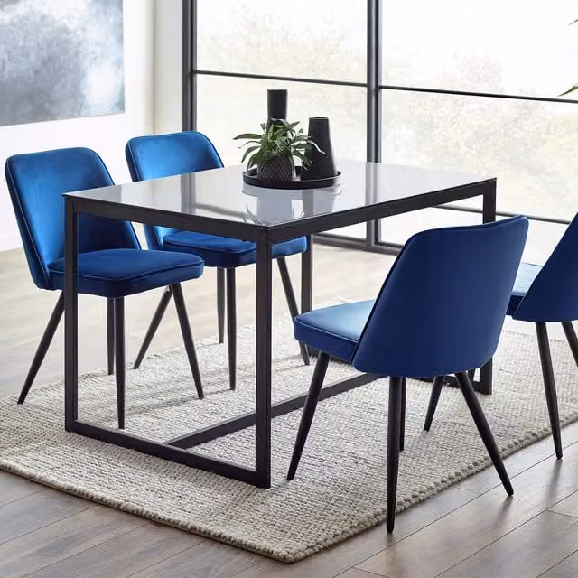 Julian Bowen Chicago Rectangular Dining Table with Black Smoked Glass Top