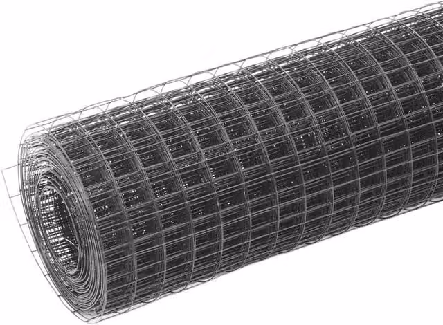 Berkfield Home Grey PVC Coated Steel Chicken Wire Fence, 25 x 1 m