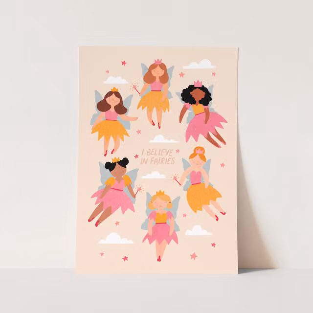Kid of the Village I Believe In Fairies Fine Art Paper Print, Multicolour, W: 42 cm, H: 59.4 cm