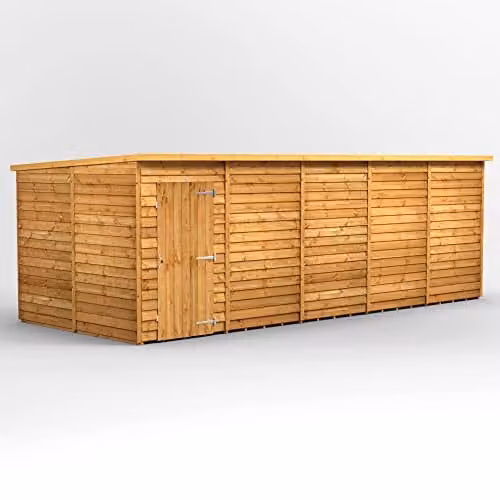 Powersheds Premium Pent Overlap Wooden Shed in Natural Brown, Windowless with Security Lock and Floor