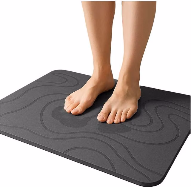 K Collection Premium Rectangular Bath Mat in Grey, Non-Slip and Quick-Drying, W: 60.0 cm, D: 35.0 cm, H: 1.0 cm