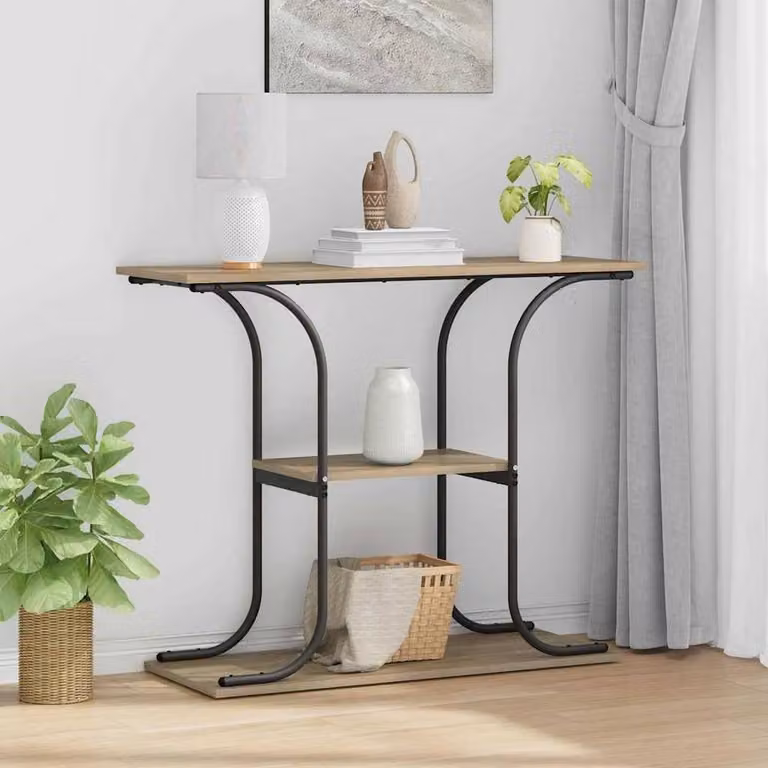 Berkfield Home Modern Sonoma Oak Console Table in Light Brown, W/D/H: 101 x 35 x 80.5 cm