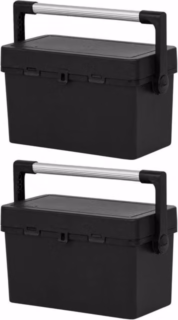 Nordara Black Plastic and Aluminium Portable Tool Box with Lockable Lid and Inserts, 2 x W: 46 cm