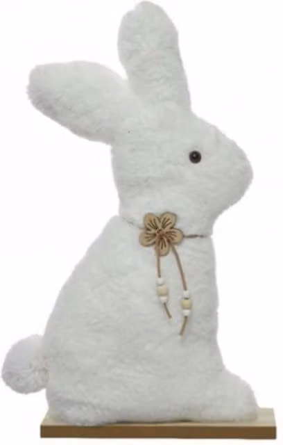 Little Cosy Home White Furry Bunny Tabletop Decoration for Easter and Spring