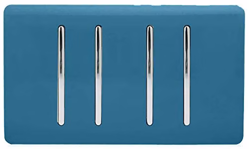 Trendi 4 Gang 3 Way Intermediate 10 Amp Rocker Light Switch in Ocean Blue