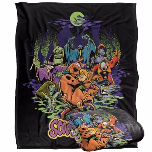 LOGOVISION Scooby-Doo and Shaggy Chased by Monsters Super Soft Fleece Throw Blanket, Multicolour, W: 152 cm, D: 127 cm