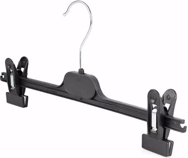 PAWNORA Black Plastic Adjustable Clip Coat Hangers with Clips and Space Saving Design