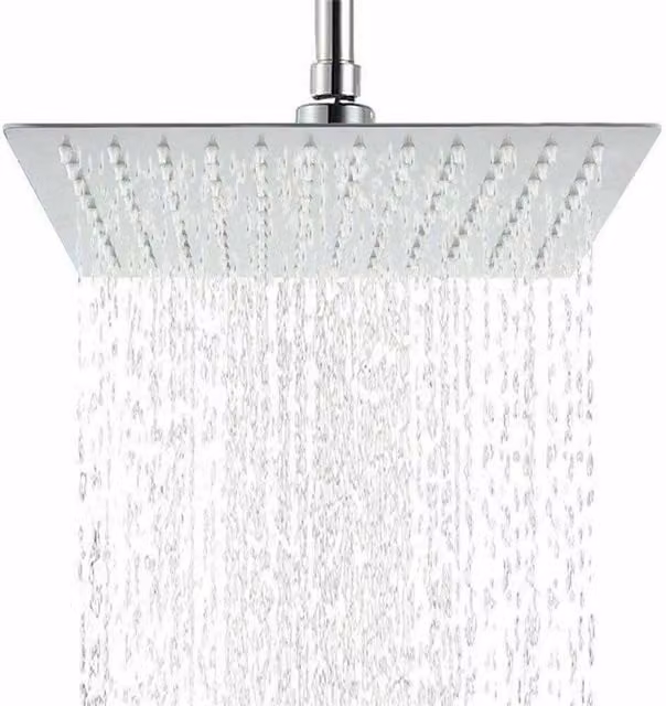 Nordara Square Chrome Rain Shower Head in Silver, W: 30.48 cm