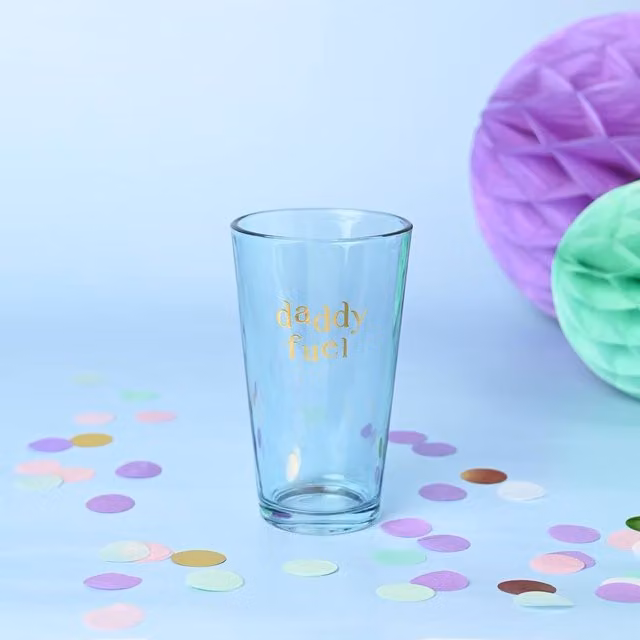 Confetti Men's Daddy Fuel Beer Glass in Transparent and Gold