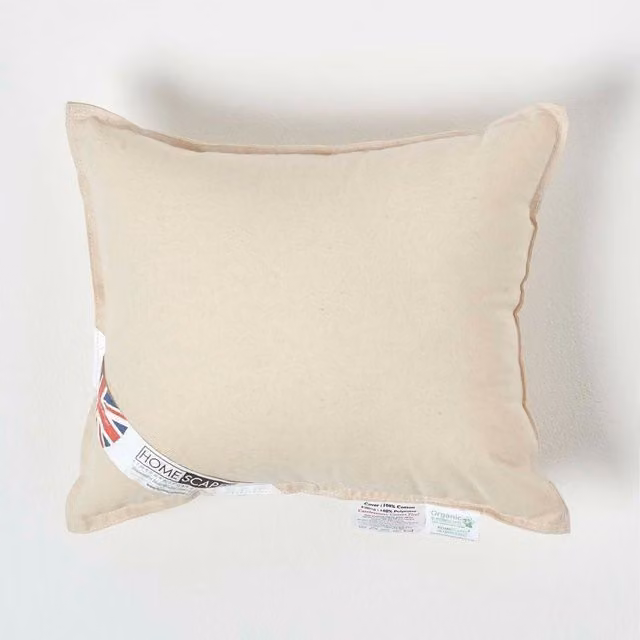 Homescapes Organic Cotton Square Cushion Pad Insert in Beige/Yellow, W/D/H: 35 x 35 x 35 cm