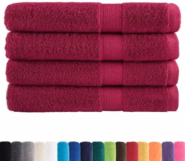 Berkfield Home SOLUND Premium Sauna Towel Set, 4 Pieces, Bordeaux Red, W: 80 cm, L: 200 cm, 600gsm Cotton Terry