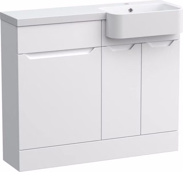 Balterley Teddesley Compact 2 Door Combination Vanity Basin and WC Unit, White, W: 100 cm