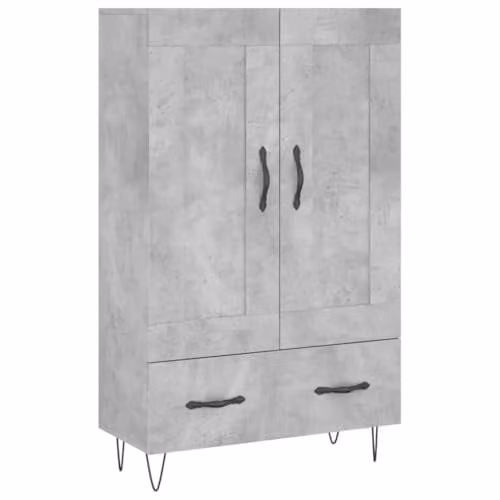 vidaXL Modern Highboard in Grey Matt MDF with Hinged Doors and Drawers, W/D/H: 69.5 x 31 x 115 cm