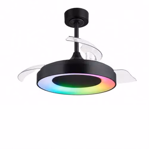 Netlighting Globo Lighting RGB LED Ceiling Fan with Remote Control, Grey, 40 W, 2400 Lm