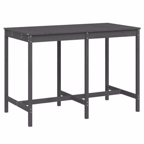 vidaXL Grey Rectangular Garden Table in Solid Pine Wood W/D/H: 159.5 x 82.5 x 110 cm