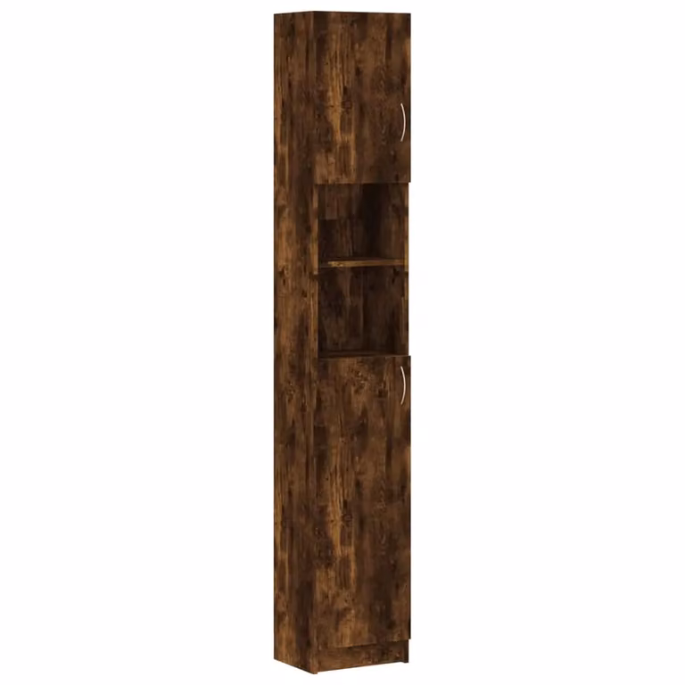 Berkfield Home Smoked Oak Bathroom Cabinet, Brown, W: 32 cm, D: 25.5 cm, H: 190 cm