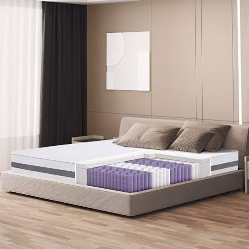 The White Stone Evolution Hybrid Pocket Spring and Memory Foam Mattress, White and Grey, W/D/H: 135 x 190 x 20 cm