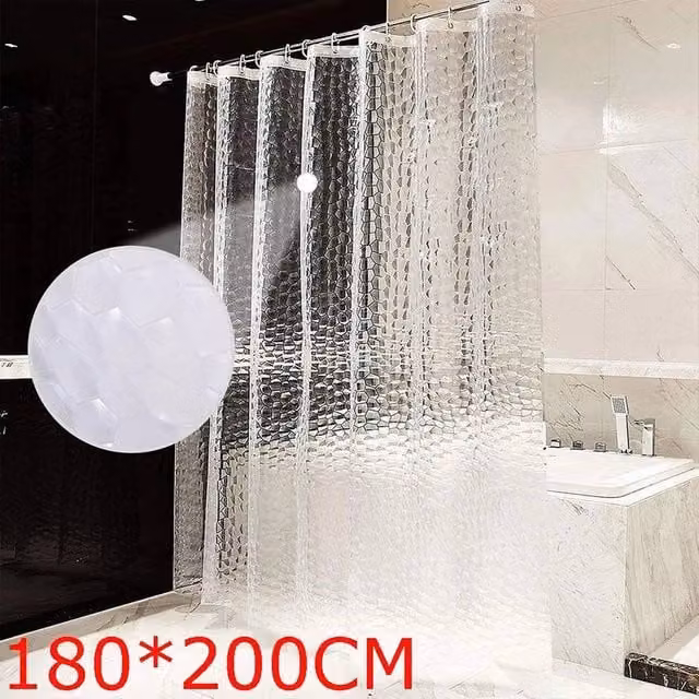 EONLION Waterproof Heavy Duty EVA Shower Curtain in Transparent