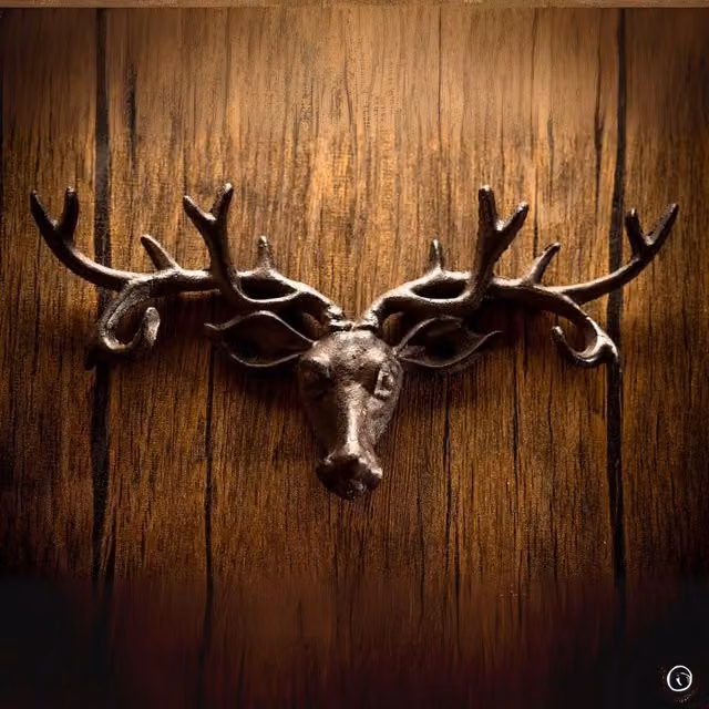 Marco Paul Iron Wall Mounted Stag Coat Rack with 6 Hooks in Matt Bronze