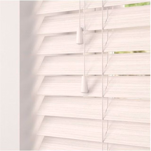 NewEdgeBlinds White Faux Wood Venetian Blinds with Cord, Width: 190 cm