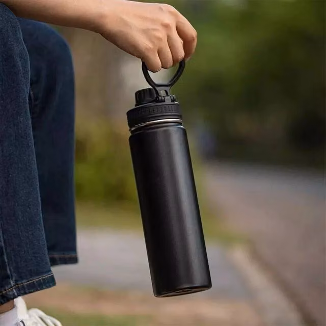 FLAVORA Leakproof Stainless Steel Vacuum Insulated Water Bottle, Black, 1.2 l