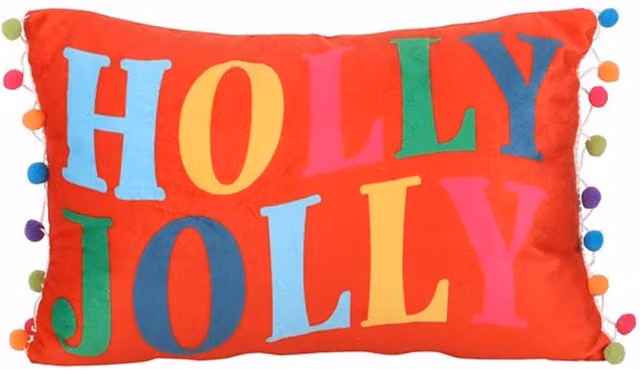 KDMK Red Christmas Graphic Cushion in Polyester