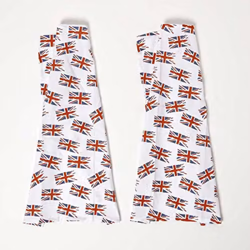 Homescapes Union Jack Cotton Tea Towels, Set of 2, Multicolour, W: 45 cm x H: 65 cm