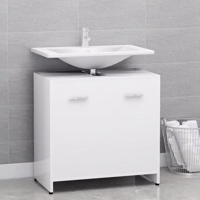 Berkfield Home White Modern Freestanding Bathroom Cabinet W/D/H: 60 x 33 x 61 cm