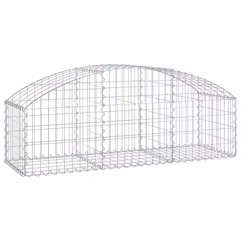 Berkfield Home Arched Gabion Basket in Silver Galvanised Steel W: 150 cm, D: 50 cm, H: 40-60 cm