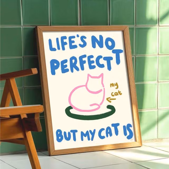 The Paper Tail My Perfect Cat Multicolour Art Print, Size: 29.7 x 42.0 cm