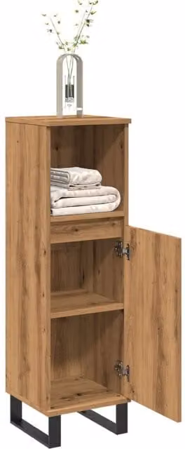 Berkfield Home Artisan Oak Bathroom Cabinet, Brown, W/D/H: 30 x 30 x 100 cm