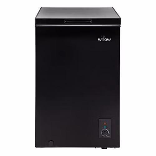 Willow W99CFB Freestanding 99L Chest Freezer with Removable Storage Basket, Black