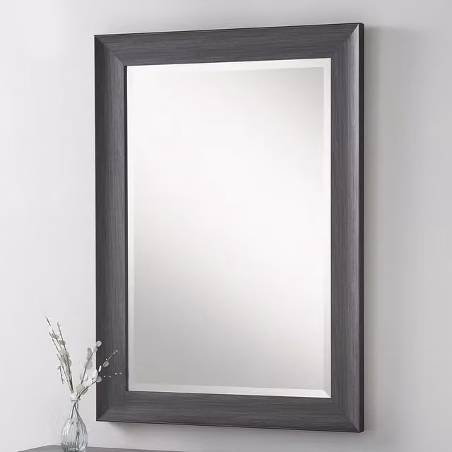 Yearn Charcoal Grey Scooped Rectangular Framed Wall Mirror H 129.5 cm x W 76 cm
