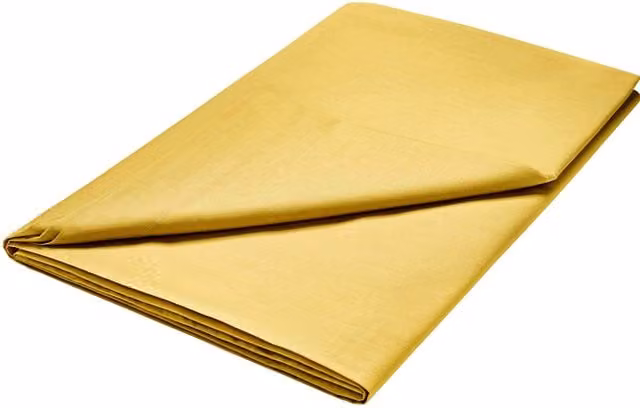 1951 Plain Dye Ochre Cotton Percale Kingsize Flat Sheet, W/D/H: 180 x 200 cm