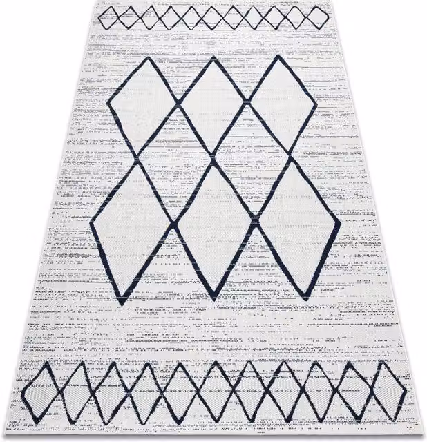 RugsX White Plain Rectangular Flat Weave Rug, W: 60 cm, D: 110 cm