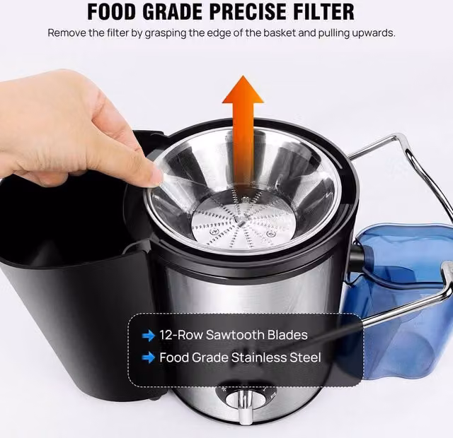 EONLION 1000W Centrifugal Juicer Machine for Whole Fruit and Vegetables in Silver