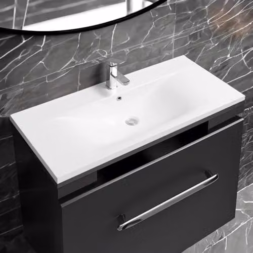 Limoge 5089 White Ceramic Rectangular Inset Bathroom Basin, W: 101 cm, D: 46 cm, H: 18 cm