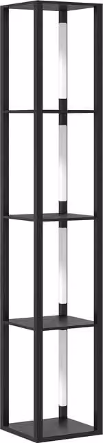 HOMCOM Modern Black Floor Lamp with 4 Shelves, Dimmable LED Column Lamp with 3 Brightness Levels and Foot Switch