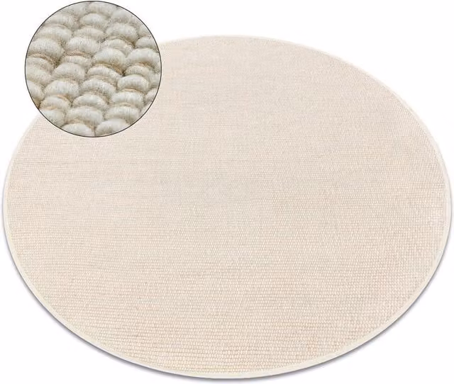 RugsX Nepal Round Woven Wool Rug in Beige, Diameter: 160 cm