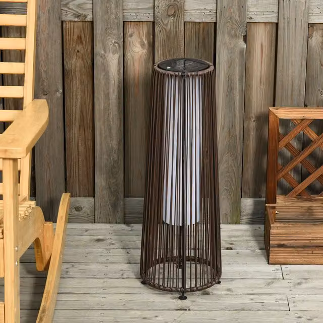 Outsunny Solar Powered Garden Light with Dusk Sensor in Brown