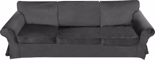 IKEA Ektorp Velvet Sofa Cover in Grey, Stain Resistant, W: 218 cm