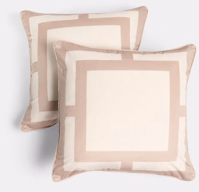 OHS Square Graphic Print Cushion Covers in Beige, Pack of 4, 45 cm