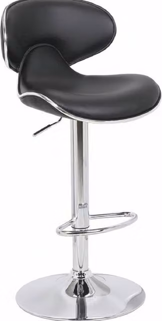 netfurniture Planet Modern Kitchen Breakfast Bar Stool with Black Padded Synthetic Leather Seat and Metal Frame
