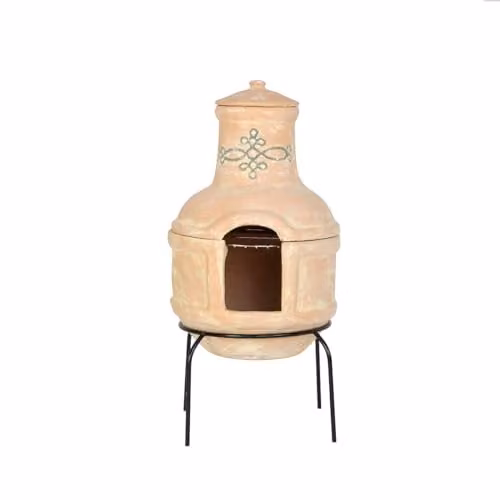 Charles Bentley Terracotta Clay Chiminea BBQ Grill, Height: 75 cm, Width: 35 cm