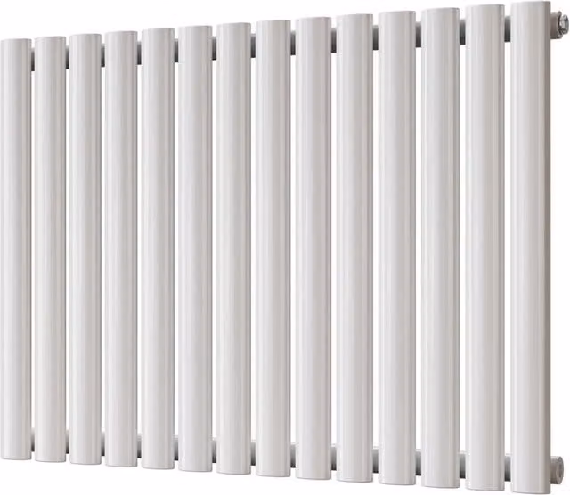 UK Radiators Omeara White Elliptical Tube Horizontal Designer Radiator, W: 81.2 cm, H: 60 cm