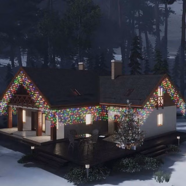 Berkfield Home LED Curtain Icicle Lights, 400 Multicolour LEDs, 10m USB Powered