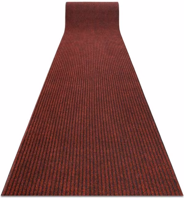 RugsX Non-Slip Red Striped Polypropylene Runner, W: 80 cm, L: 270 cm