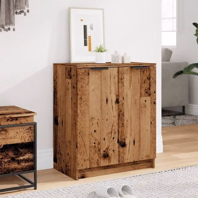 Berkfield Home Rustic Old Wood Shoe Cabinet in Brown, W/D/H: 59 x 35 x 70 cm