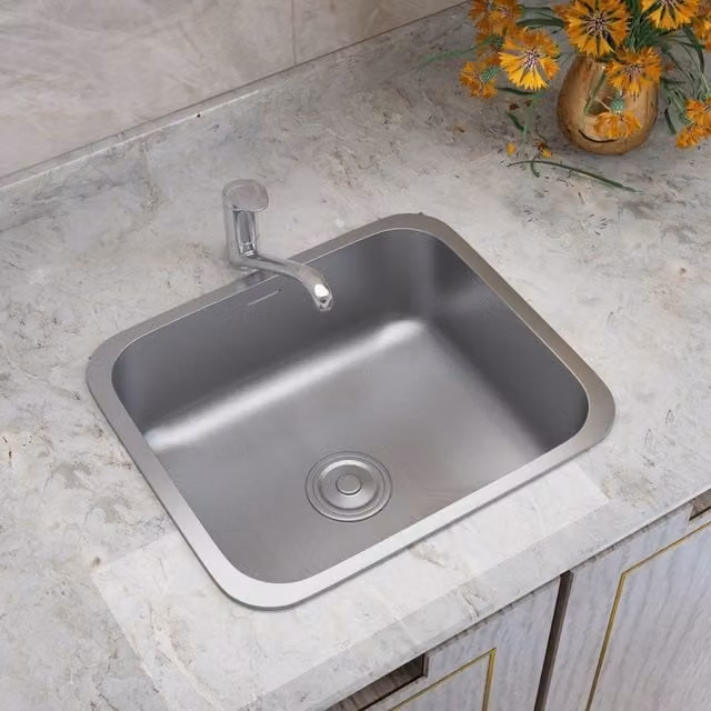 Livingandhome Stainless Steel Rectangular Kitchen Sink with Removable Drainer Set in Silver and Black