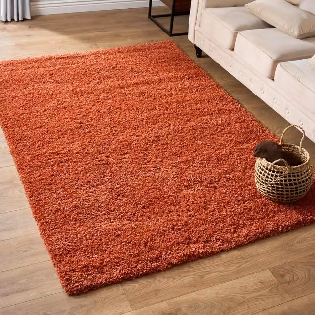 Bravich California Shaggy Rug in Orange, W: 160 cm, D: 110 cm